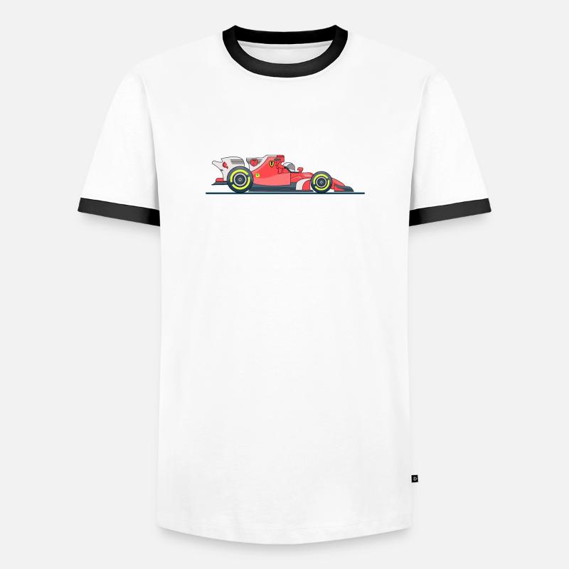 Course de voitures de course - T-shirt contrasté Homme - blanc/noir