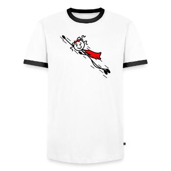 Superwoman oder super schnell fliegen - Männer Kontrast-T-Shirt - Weiß/Schwarz - Vorne - AI Model Female 172 light (172cm) & AI Model Male 178 dark (178cm)