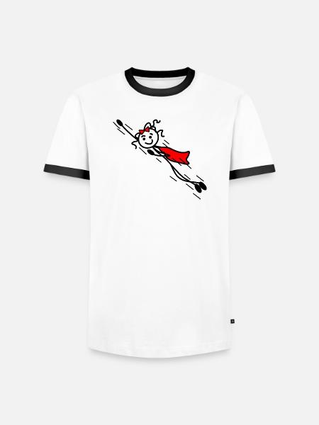 Flyvende superwoman eller super hurtig - Herre kontrast-T-shirt - hvid/sort