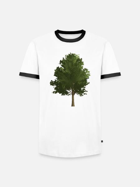 Træ fransk ahorn, farvet, grøn - Herre kontrast-T-shirt - hvid/sort
