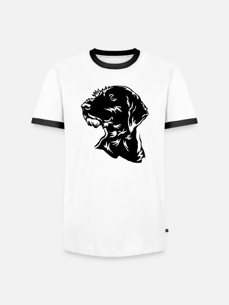 German Wirehaired Head - Men's Ringer Shirt - white/black