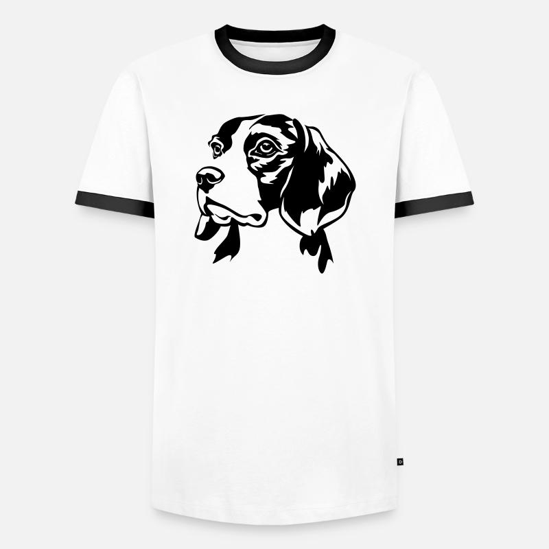 Beagle head - Men's Ringer Shirt - white/black