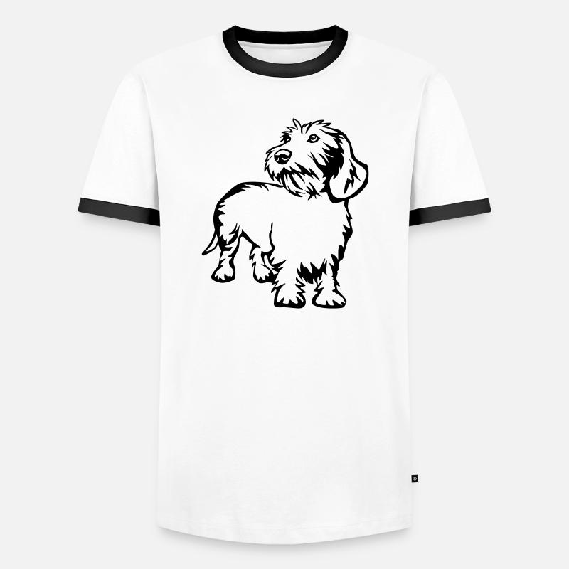 Dackel - Männer Kontrast-T-Shirt - Weiß/Schwarz