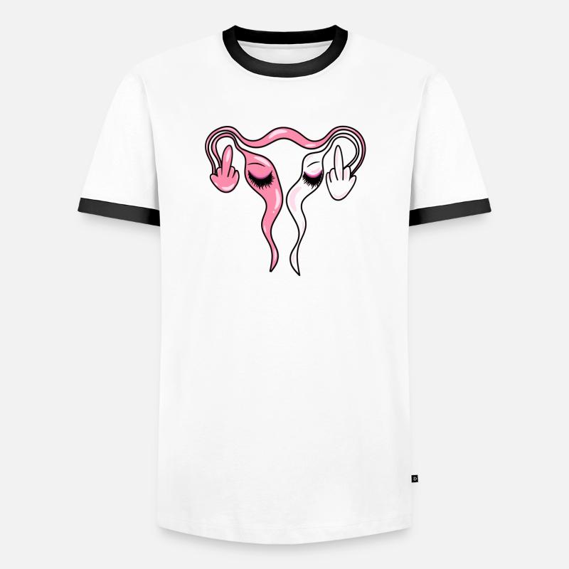 Eierstöcke / Gebärmutter mit Lashes - Männer Kontrast-T-Shirt - Weiß/Schwarz