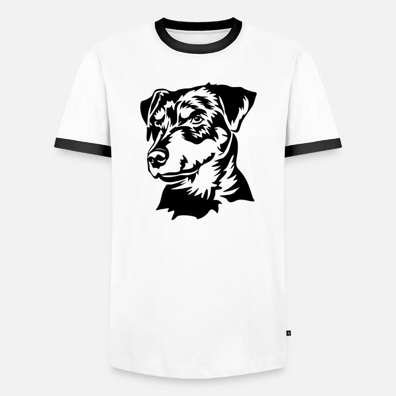 Deutscher Jagdterrier Kopf - Männer Kontrast-T-Shirt - Weiß/Schwarz