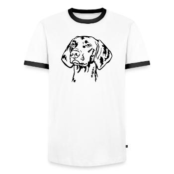 Magyar Vizsla head - Men's Ringer Shirt - white/black - Front - AI Model Female 172 light (172cm) & AI Model Male 178 dark (178cm)