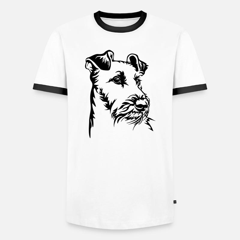 Irish Terrier head - Men's Ringer Shirt - white/black