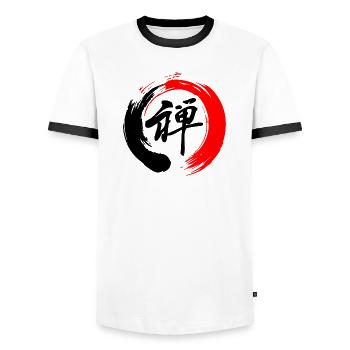 Zen enso zen circle red and black - Men's Ringer Shirt - white/black - Front - AI Model Female 172 light (172cm) & AI Model Male 178 dark (178cm)