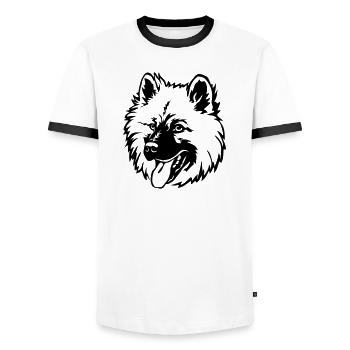 Eurasier head - Men's Ringer Shirt - white/black - Front - AI Model Female 172 light (172cm) & AI Model Male 178 dark (178cm)