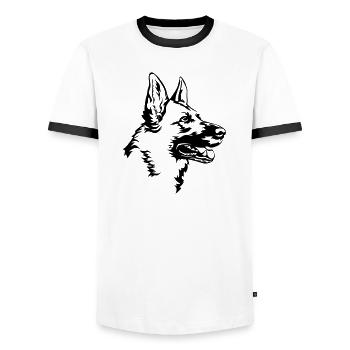 Tête de berger allemand - T-shirt contrasté Homme - blanc/noir - Devant - AI Model Female 172 light (172cm) & AI Model Male 178 dark (178cm)