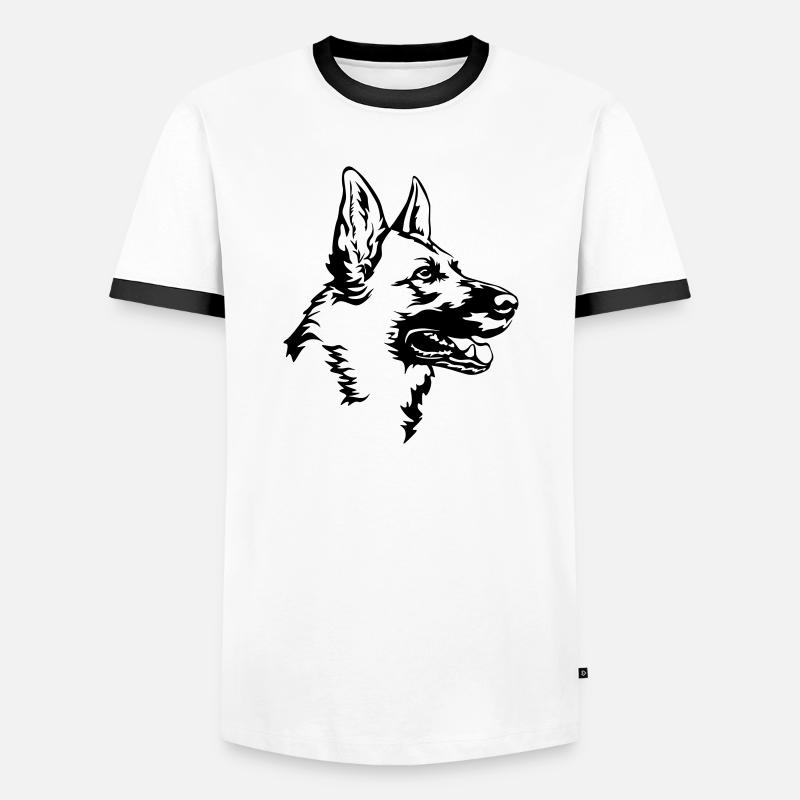 German shepherd head - Men's Ringer Shirt - white/black
