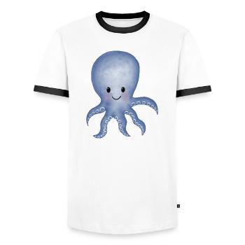 Calmar poulpe - T-shirt contrasté Homme - blanc/noir - Devant - AI Model Female 172 light (172cm) & AI Model Male 178 dark (178cm)