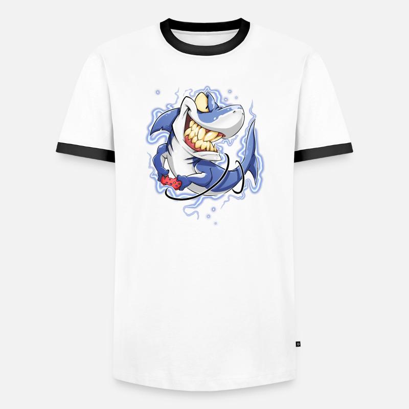 Shark - Men's Ringer Shirt - white/black