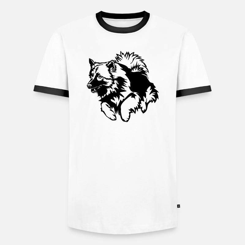 Wolfsspitz - Männer Kontrast-T-Shirt - Weiß/Schwarz