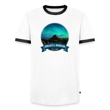 Kirkjufell Aurora Iceland - Men's Ringer Shirt - white/black - Front - AI Model Female 172 light (172cm) & AI Model Male 178 dark (178cm)