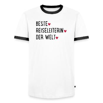 beste reiseleiterin - Männer Kontrast-T-Shirt - Weiß/Schwarz - Vorne - AI Model Female 172 light (172cm) & AI Model Male 178 dark (178cm)