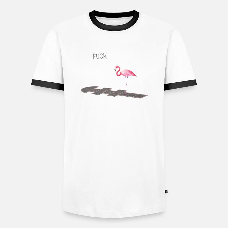 Flamingo mit einem Problem - Männer Kontrast-T-Shirt - Weiß/Schwarz