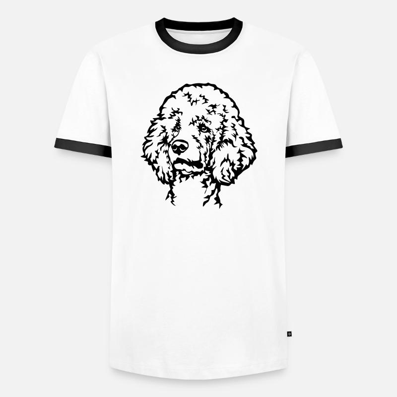 Pudel Kopf - Männer Kontrast-T-Shirt - Weiß/Schwarz
