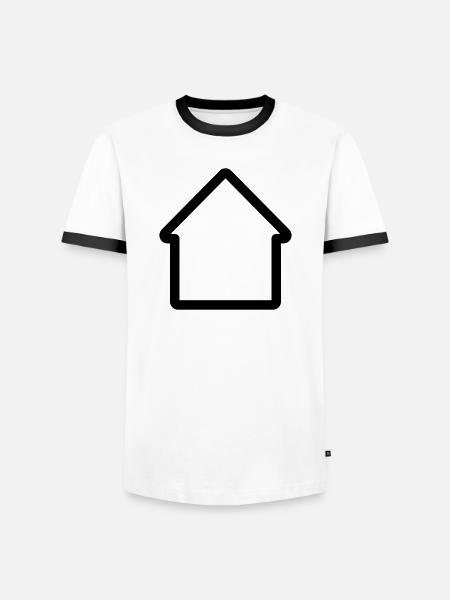Icône minimale de contour de maison pour la maison et la propriété - T-shirt contrasté Homme - blanc/noir