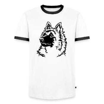 Tête tervuren - T-shirt contrasté Homme - blanc/noir - Devant - AI Model Female 172 light (172cm) & AI Model Male 178 dark (178cm)