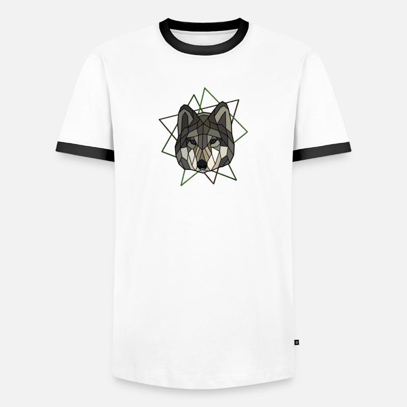 Wolf - Männer Kontrast-T-Shirt - Weiß/Schwarz