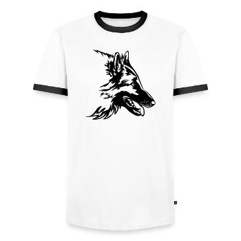 1888 - T-shirt contrasté Homme - blanc/noir - Devant - AI Model Female 172 light (172cm) & AI Model Male 178 dark (178cm)