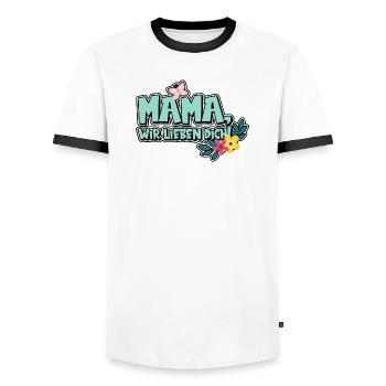Mama, wir lieben dich! - Männer Kontrast-T-Shirt - Weiß/Schwarz - Vorne - AI Model Female 172 light (172cm) & AI Model Male 178 dark (178cm)