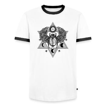 Mystic Scarab Symbol Design - Men's Ringer Shirt - white/black - Front - AI Model Female 172 light (172cm) & AI Model Male 178 dark (178cm)