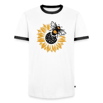 Honigbiene Sonnenblume Natur Design - Männer Kontrast-T-Shirt - Weiß/Schwarz - Vorne - AI Model Female 172 light (172cm) & AI Model Male 178 dark (178cm)