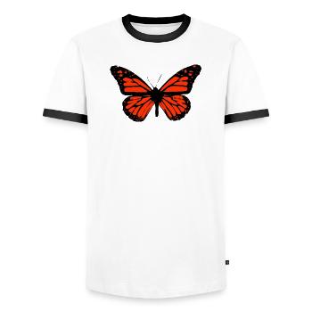 Papillon Art Détaillé à contraste élevé - T-shirt contrasté Homme - blanc/noir - Devant - AI Model Female 172 light (172cm) & AI Model Male 178 dark (178cm)