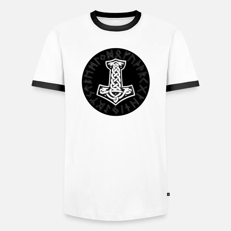 Mjölnir Celtic Runic Knot - Men's Ringer Shirt - white/black
