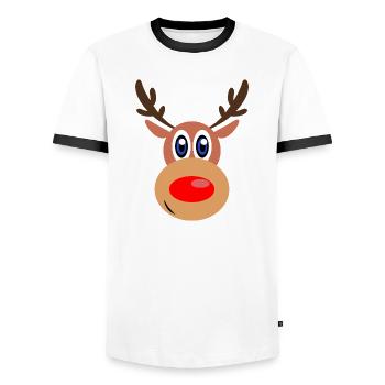 Rudolph Weihnachten Rentier Gesicht - Männer Kontrast-T-Shirt - Weiß/Schwarz - Vorne - AI Model Female 172 light (172cm) & AI Model Male 178 dark (178cm)