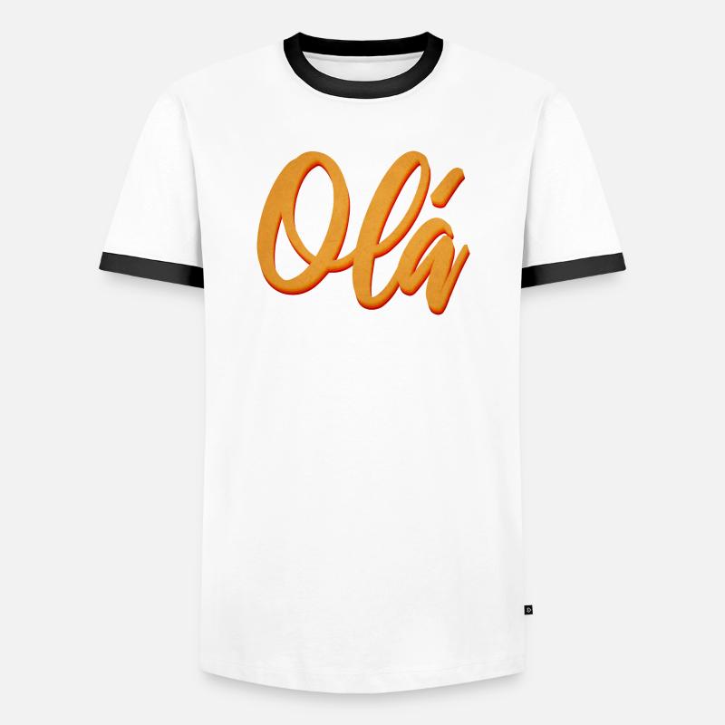 Olá Orange Script Tee - Männer Kontrast-T-Shirt - Weiß/Schwarz