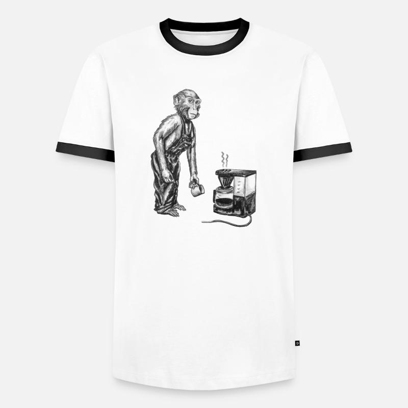 Monkey and coffee - Men's Ringer Shirt - white/black