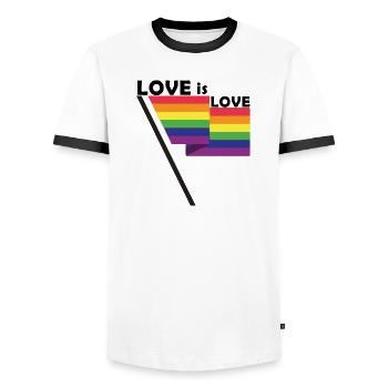 love is love flag - Männer Kontrast-T-Shirt - Weiß/Schwarz - Vorne - AI Model Female 172 light (172cm) & AI Model Male 178 dark (178cm)