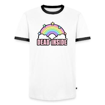 Dead Inside Rainbow - T-shirt contrasté Homme - blanc/noir - Devant - AI Model Female 172 light (172cm) & AI Model Male 178 dark (178cm)
