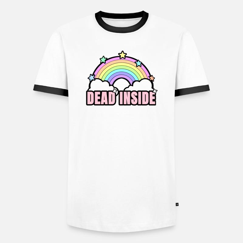 Dead Inside Rainbow - Männer Kontrast-T-Shirt - Weiß/Schwarz