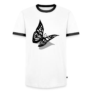 Butterfly 3D - Men's Ringer Shirt - white/black - Front - AI Model Female 172 light (172cm) & AI Model Male 178 dark (178cm)