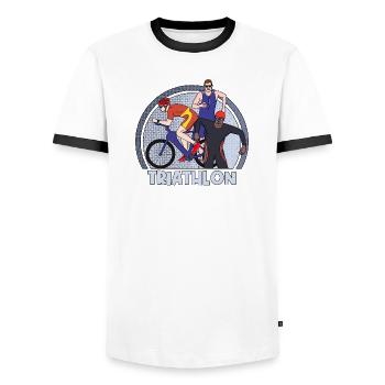 Triathlon - Men's Ringer Shirt - white/black - Front - AI Model Female 172 light (172cm) & AI Model Male 178 dark (178cm)