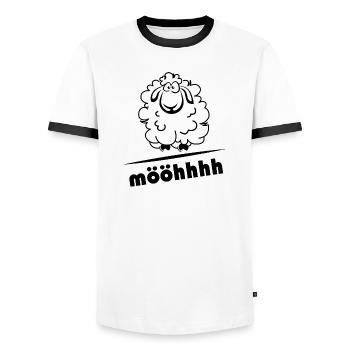 Schaf Schafe comic cartoon Tiere Logo icon Symbol - Männer Kontrast-T-Shirt - Weiß/Schwarz - Vorne - AI Model Female 172 light (172cm) & AI Model Male 178 dark (178cm)