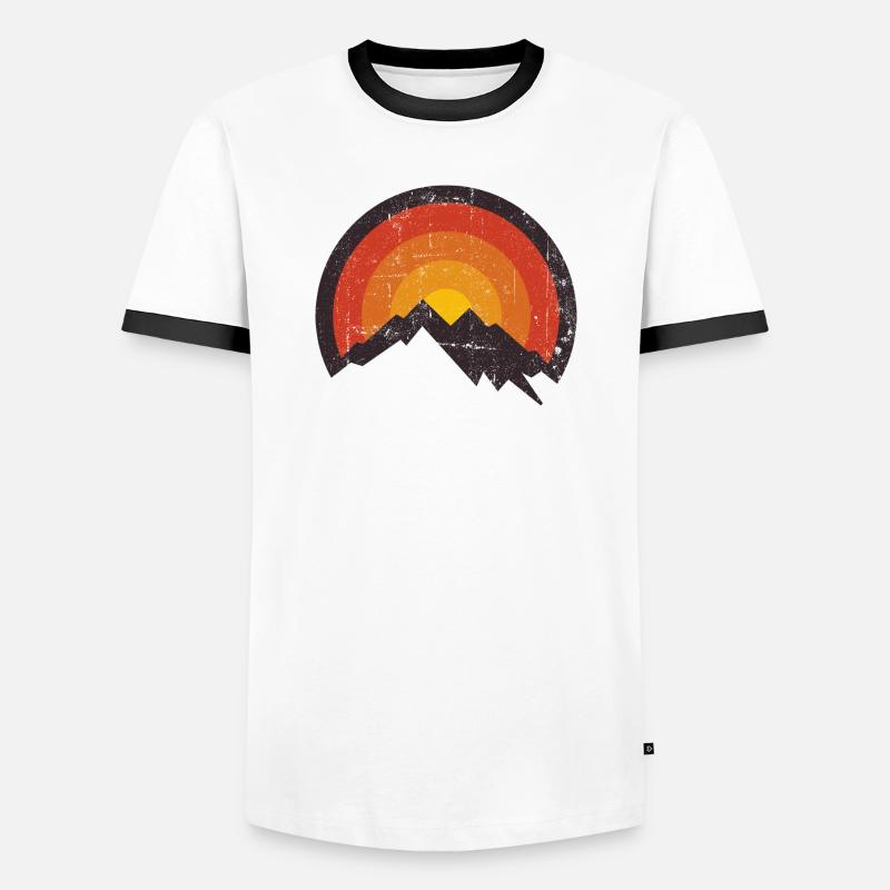 Sunset Mountain Arc - Men's Ringer Shirt - white/black