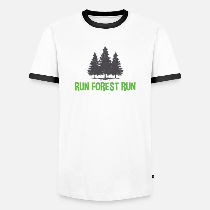 Run Forest Run - Männer Kontrast-T-Shirt - Weiß/Schwarz