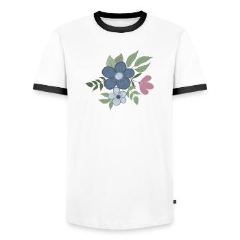 Blume Floral - Männer Kontrast-T-Shirt - Weiß/Schwarz - Vorne - AI Model Female 172 light (172cm) & AI Model Male 178 dark (178cm)