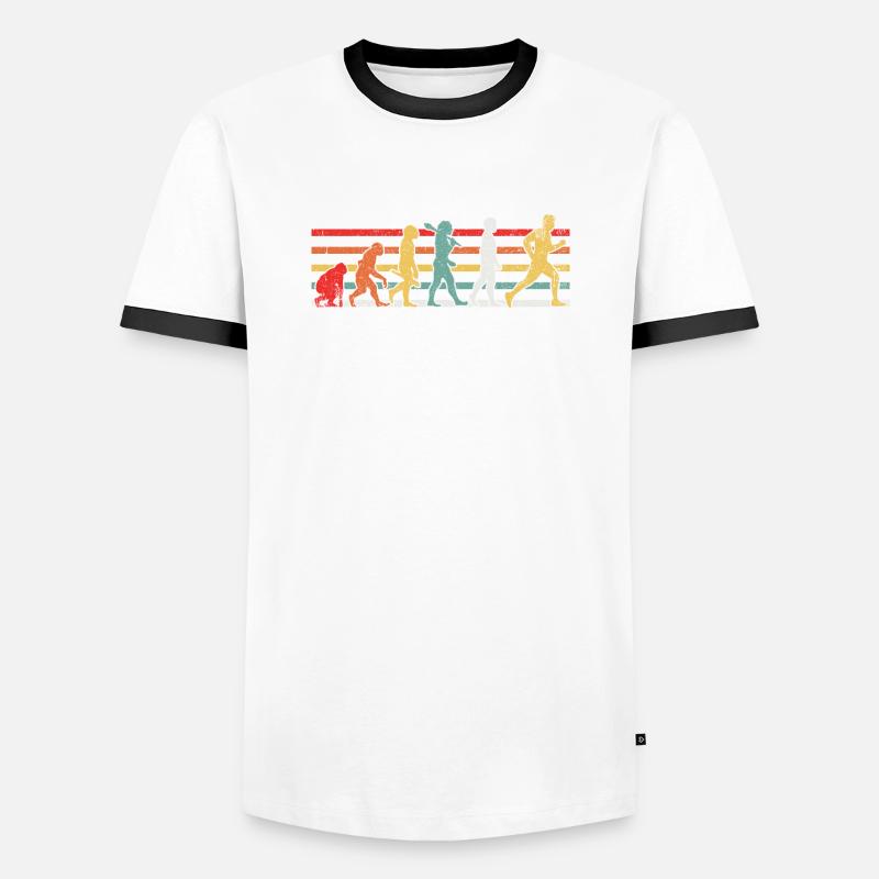 Evolution Läufer - Männer Kontrast-T-Shirt - Weiß/Schwarz