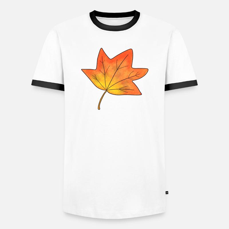 Autumn Leaf Maple Leaf - Men's Ringer Shirt - white/black