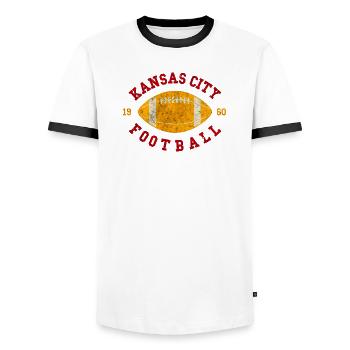 Kansas City Football Vintage - Männer Kontrast-T-Shirt - Weiß/Schwarz - Vorne - AI Model Female 172 light (172cm) & AI Model Male 178 dark (178cm)