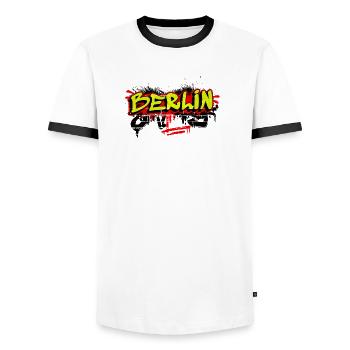 Berlin graffiti design - Men's Ringer Shirt - white/black - Front - AI Model Female 172 light (172cm) & AI Model Male 178 dark (178cm)