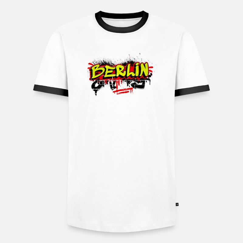 Berlin graffiti design - Men's Ringer Shirt - white/black