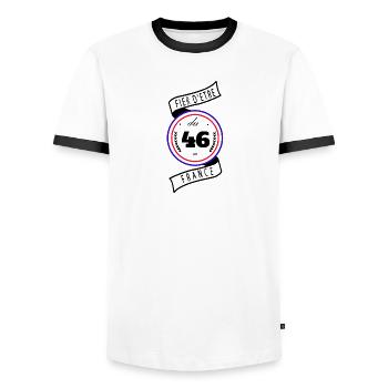 Fier D'être Du 46 Lot France - T-shirt contrasté Homme - blanc/noir - Devant - AI Model Female 172 light (172cm) & AI Model Male 178 dark (178cm)