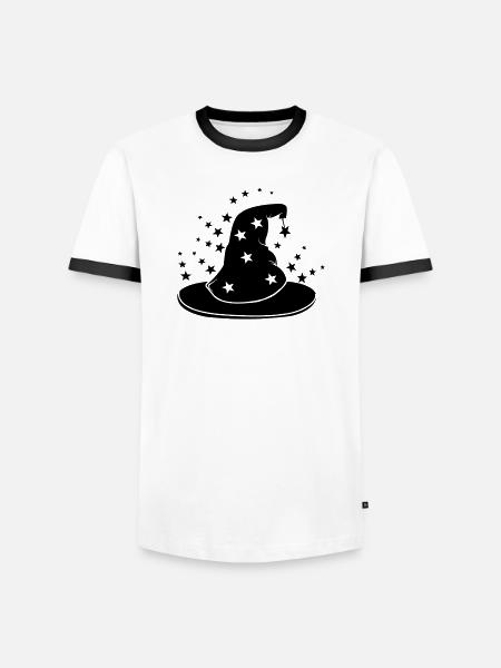 Magical wizard hat with stars - Men's Ringer Shirt - white/black